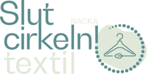 Logotyp som visar på projektnamn slut cirkeln textil och en rund cirkel med en galge i mitten