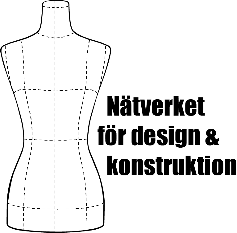 En logotyp i svart med en skissad torsodocka och texten Nätverket för design och konstruktion